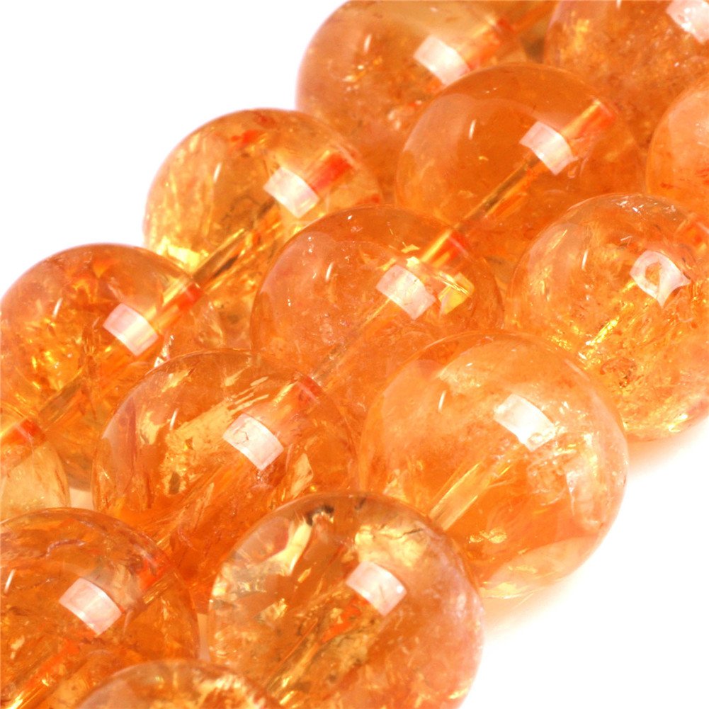 AAA Grade Natural Round Genuine Natural Yellow Citrine Precious Stone Beads for Jewellery Making 15'' (14MM)