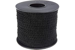 Atwood Rope MFG 1/4 21.6 yards / 65 feet Black Round Sewing Elastic | Elastic Cord for Sewing | Braided Elastic | Elastic for Masks | Tela para Mascarillas (1/4)