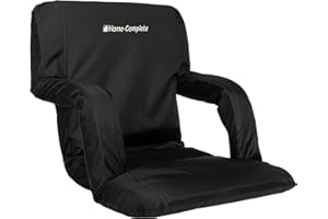 Stadium Seats - Bleacher Cushion with Padded Back Support and Armrests - 6 Reclining Positions Folding Stadium Chair with Carry Straps for Sports, Concerts, Camping, or Beach by Home-Complete