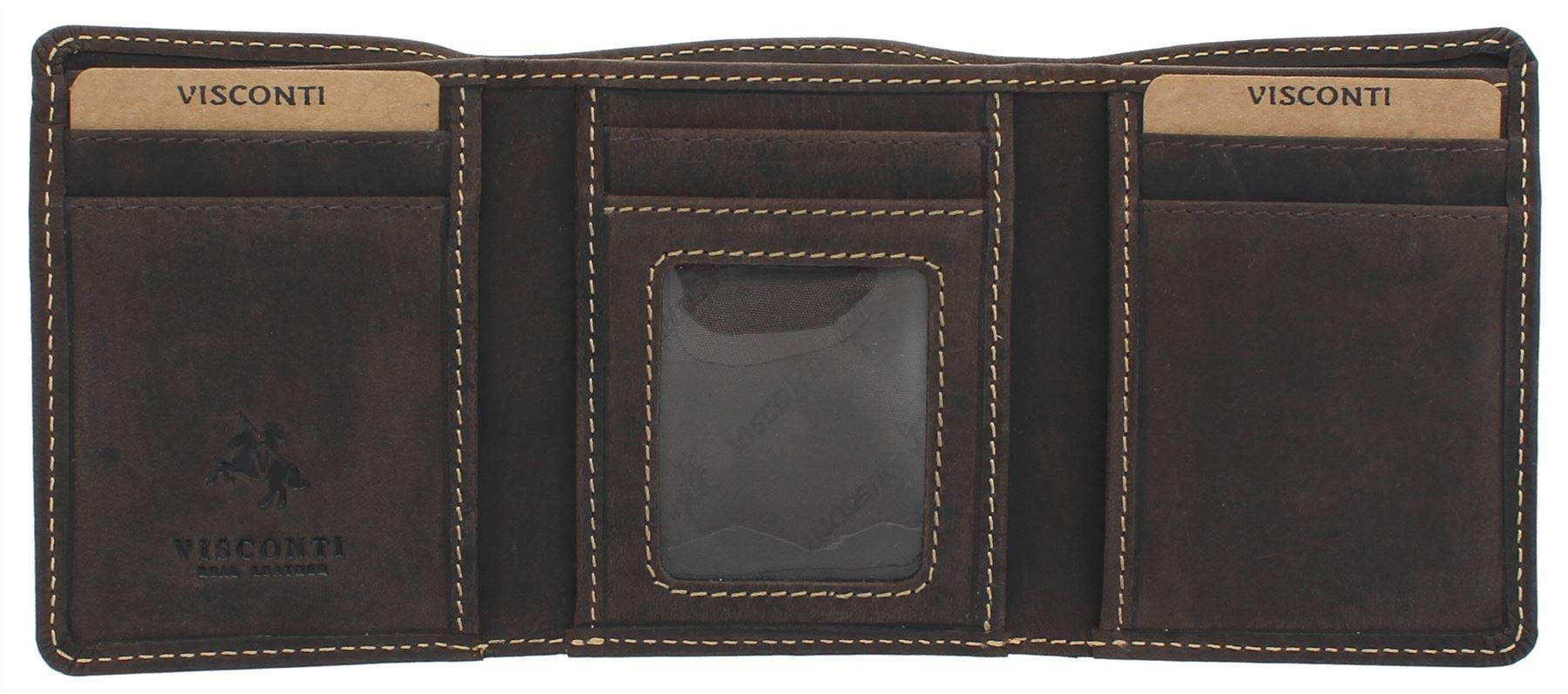 VISCONTI Hunter Collection Apache Leather Tri-Fold Wallet RFID Blocking 700 Oil Brown
