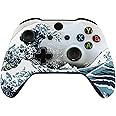 eXtremeRate The Great Wave Patterned Faceplate Front Housing Shell with Soft Touch Grip for Xbox One X S Controller Model 1708 - Controller NOT Included