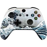 eXtremeRate The Great Wave Patterned Faceplate Front Housing Shell with Soft Touch Grip for Xbox One X S Controller Model 1708 - Controller NOT Included