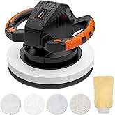 THINKWORK Buffer Polisher,10 Inch Car Polisher Sets with 4 Buffing and Polishing Bonnets,6 Variable Speed 1500-3600 RPM,Double Handle, Ideal for Car Waxing