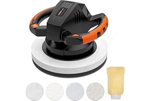 THINKWORK Buffer Polisher,10 Inch Car Polisher Sets with 4 Buffing and Polishing Bonnets,6 Variable Speed 1500-3600 RPM,Double Handle, Ideal for Car Waxing
