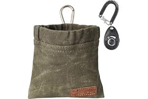 YODEWA Dog Treat Pouch for Pet Training with Clicker, Small Dog Treat Bags Training Pouch Kit, Auto Closure, Hands-Free Puppy Training Pouches for Outdoor Dog Walking/Pet Dog Training - Green