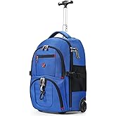 star cloud 21x14x9 Rolling Backpack with Wheels - Water-Resistant, 17.3" Laptop Compartment, Ideal Carry-On for Overnight Travel, College, Work - Wheeled Business Backpack for Adults (Blue)
