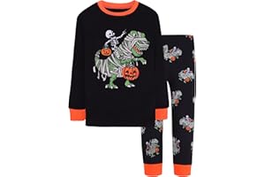 DAUGHTER QUEEN Boys & Girls 100% Cotton Holiday Pajamas, Halloween Christmas Sleepwear 18M-12Y