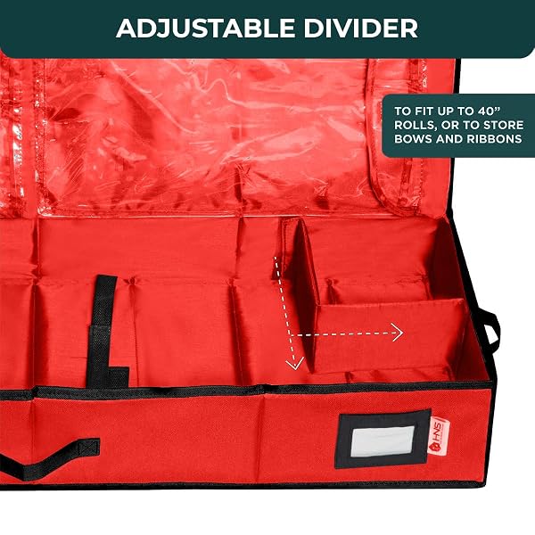 HOLDN’ STORAGE PREMIUM WRAPPING PAPER STORAGE CONTAINER – DURABLE 600D TEAR-PROOF, FITS 27 ROLLS GIFT WRAP, EXTRA POCKETS FOR RIBBONS & BOWS, UNDERBED STORAGE – IDEAL FOR HOLIDAY CHRISTMAS, RED