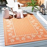 SAFAVIEH Washable Rug Outdoor Courtyard Collection - 6'7" x 9'6", Rust & Sand, Non-Shedding & Easy Cleaning, Ideal for Patio,
