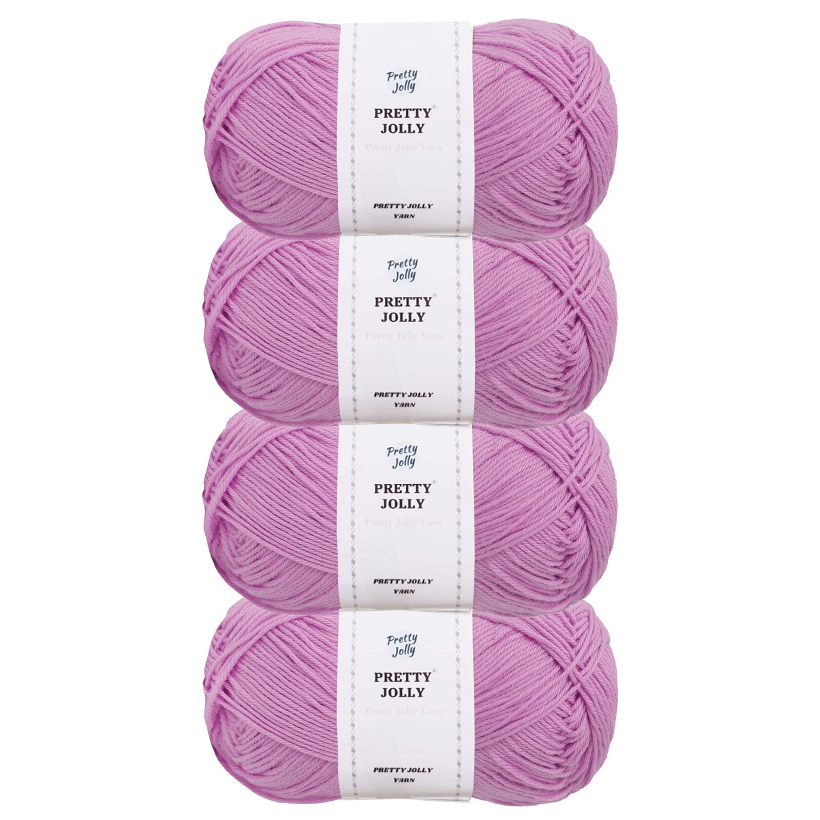 Pretty Jolly 4 Skeins Soft Baby Yarn, 100% Cotton, Crochet & Knitting, 4 Ply, Fingering Weight, Blanket Yarn for DIY Craft Total Length 4×160m/4×50g (Pinkish Purple) — image 1