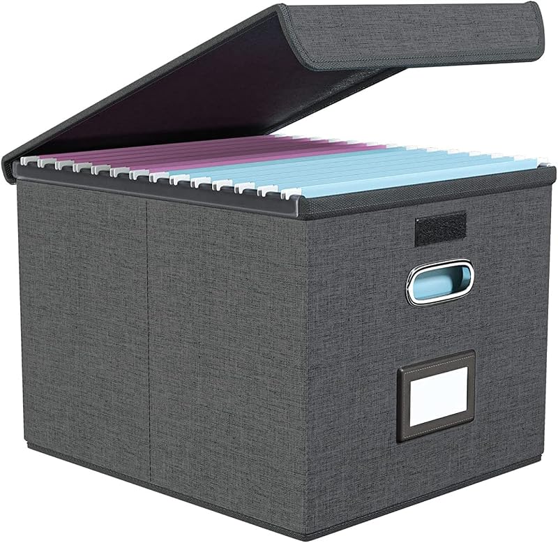 Okydoky Portable File Organizer Box with Lids Collapsible Linen Storage