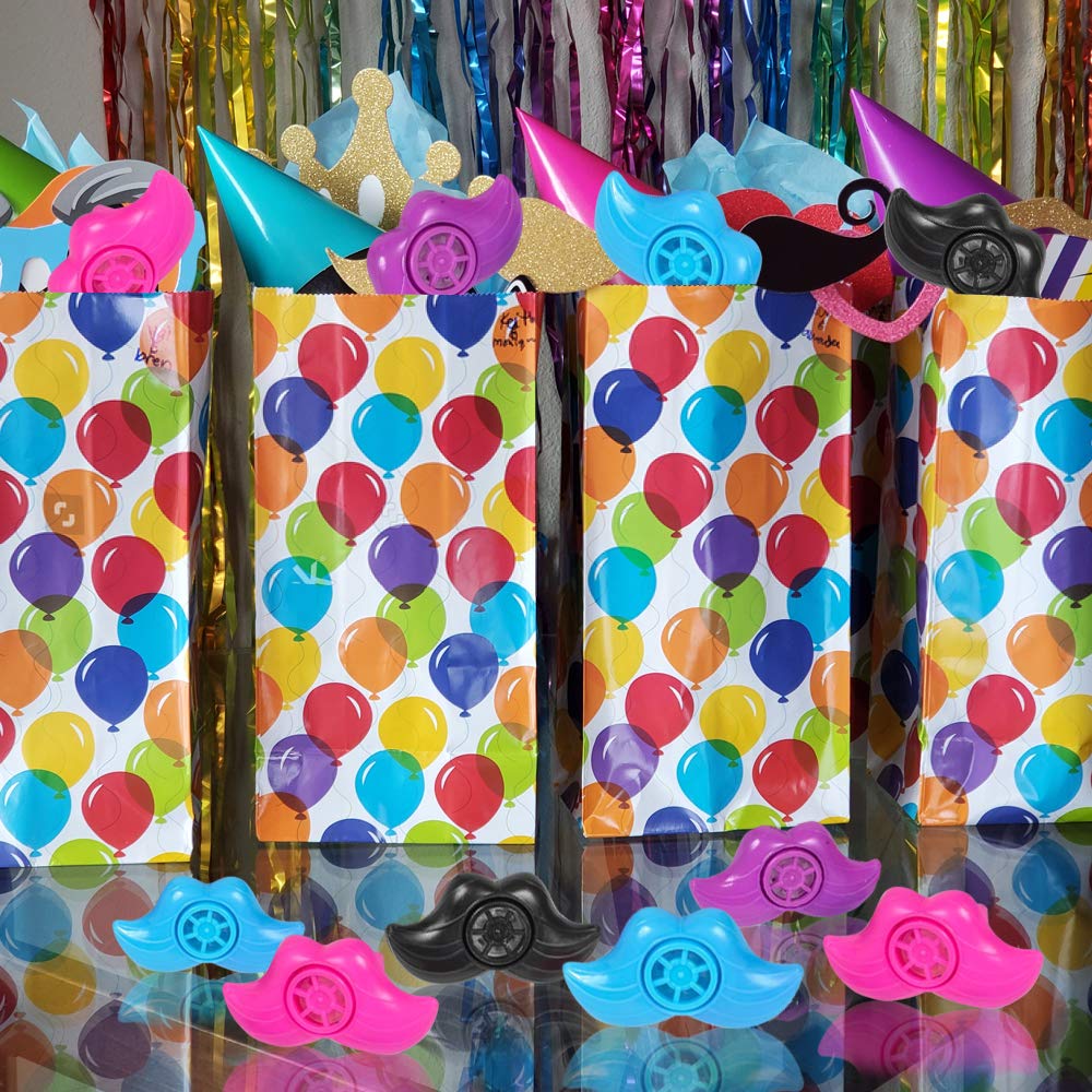 ArtCreativity Mustache Lip Whistles for Kids, Bulk Pack of 48, Durable Plastic Noise Maker Party Whistles, Bright Assorted Colors, Birthday Party Favors, Goodie Bag Fillers, Treasure Box Prizes