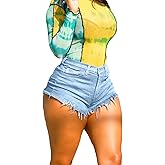 SIAEAMRG High Waisted Womens Jean Shorts for Summer, Casual Summer Stretchy Frayed Raw Hem Teen Girls Denim Shorts