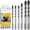 TITGGI Concrete Drill Bit & Masonry Drill Bit Set, Professional Drill Bit Set (6PCS) for Glass/Brick/Plastic/Cement/Wood/Tile/Etc, Industrial Strength Carbide Drill Bit Tip, 1/4"-1/2"