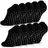 Foaincore 10 Pairs Cozy Winter Fuzzy Women Socks Fluffy Grip Slippers Non Skid Soft Winter Slipper Socks with Grippers for Women Adult House Home Yoga Christmas Gifts