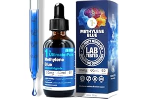 Methylene Blue 1% Solution, 10mg/ml for Humans, Third-Party Lab Tested of Ultra High Purity, 60ml Liquid Drops, Formaldehyde 