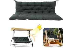 RUFXIEZW 2/3 Seater Swing Replacement Cushion, Waterproof Porch Swing Cushions with Backrest, Thickened Bench Cushions for Ou