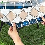 VOUNOT Round Tablecloth Covers Elastic Picnic Waterproof 90-120cm Khaki Blue view 5