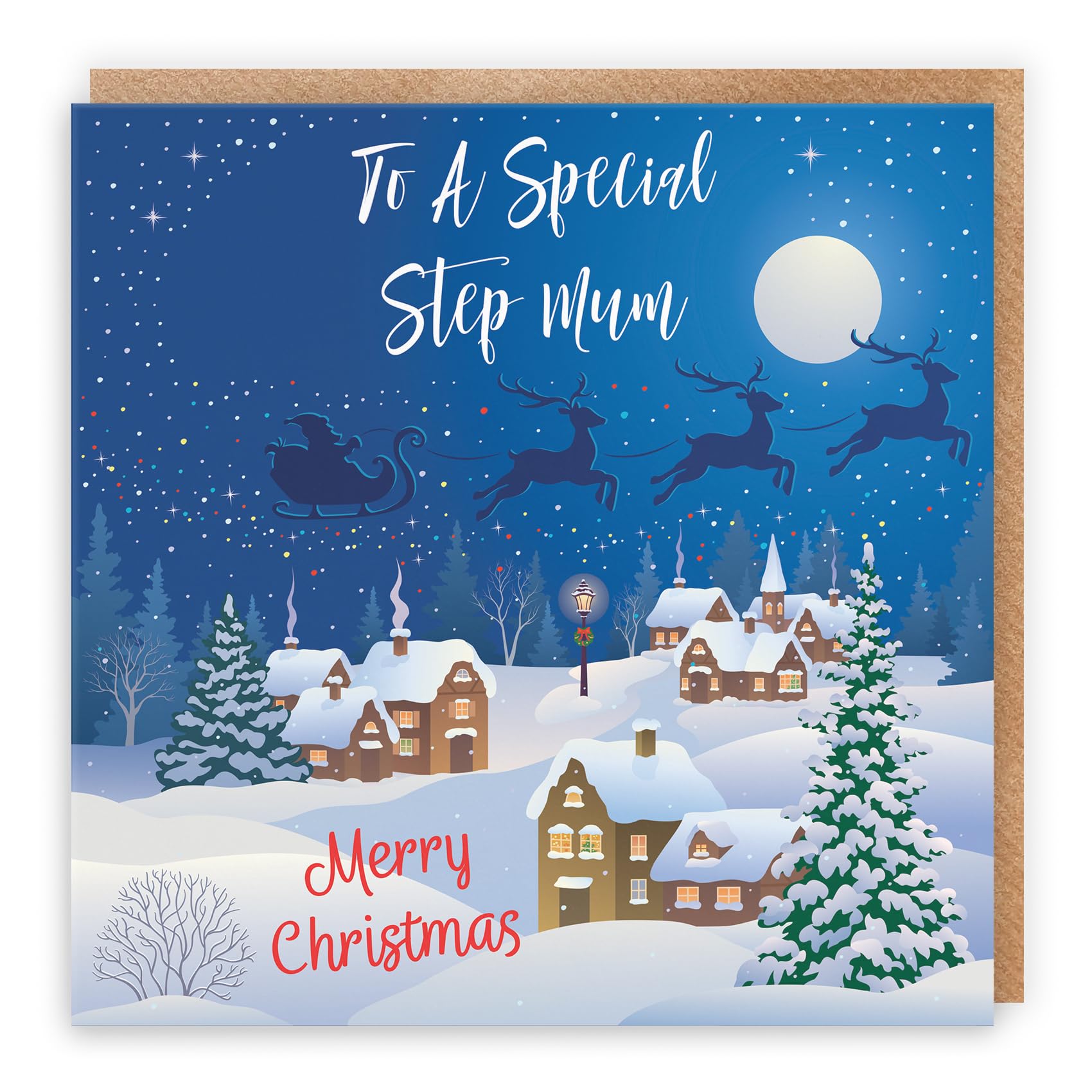 Hunts England - Step Mum Christmas Card - To A Special Step Mum - Merry Christmas - Winter Wonderland Collection - Fun Card