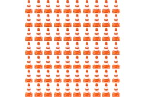 EXEXIUO 70Pcs Mini Orange Traffic Cones, 1" Plastic Small Miniature Cones - Party Decorations for Street Signs, Training Party Sports