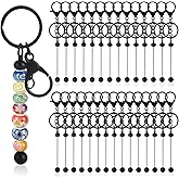 STARVAST 30PCS Beadable Keychains Bulk Kit, DIY Keychain Making Supplies, Keychain Making Kit Bulk with Metal Blanks for Crafts, Jewelry, Charms, Custom Projects–Blank Chain Bars (Black)
