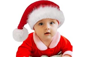 HOIIOH Baby Santa Hat for Newborns – Soft Red Faux Fur Christmas Cap, Classic Holiday Santa Claus Hat for Boys & Girls, Photo Prop & Party Costume