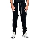 PROGO USA Men's Joggers Sweatpants Basic Fleece Marled Jogger Pant Elastic Waist