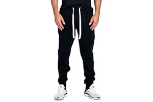 PROGO USA Men's Joggers Sweatpants Basic Fleece Marled Jogger Pant Elastic Waist