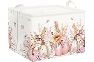 Clastyle Fall Harvest Kid Storage Basket Pumpkin Maple Leaf Thanksgiving Autumn Boys Girls Gift Toy Box Collapsible Clothes O