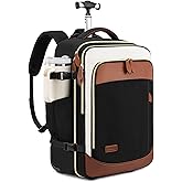 LOVEVOOK Rolling Backpack for Women, 50L Travel Backpack with Wheels, Carry on Luggage for Men, 17.3 Inch Wheeled Laptop Bag, Flight Approved Personal Item Suitcase