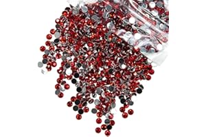qiipii 10000PCS 2mm Crystal Siam Red Resin Rhinestones for Crafting Small Flatback Ruby Red Stones Bulk SS6 Diamonds Crystals Gems Charms for Nails Face Makeup Tumblers Crafts Bottles Clothes Shoes