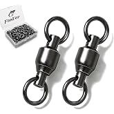 FishTrip 30/50 Pack Ball Bearing Fishing Swivels for Saltwater Freshwater | High Strength, Stainless Steel Swivels Fishing Tackle Solid Welded Rings Barrel Swivels Fishing Connectors Size 0#-10#