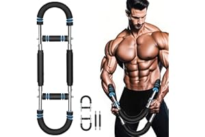 IROSIY Twister Arm Trainer, 40-100lb Adjustable Chest Workout Equipment with 4 Spring & Training Poster, Power Twister Bar Arm Trainer, Portable Power Twister Bar, Detachable Design Fitness Anywhere