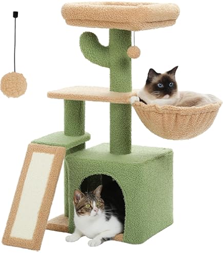 PETSITE 45" Flower Cat Tree - Multi-Level Cat Tower With Scratching Posts, Perch, Basket & Toys - View #2