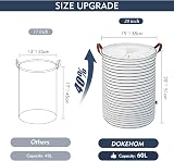 DOKEHOM 20-Inch Freestanding Laundry Basket with Lid Blue Stripe Large view 3