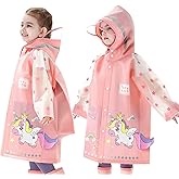 Fewlby Kids Raincoats For Girls Boys Waterproof Rain Jacket Cartoon Unicorn Children Toddler Rain Wear Children Rain Poncho L Size 5-6 Years