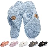 GOEWY Fuzzy Open Toe Slippers for Women Indoor and Outdoor with Memory Foam Cozy Cross Band Women's Slipper Cute Soft House Shoes Slip On Gifts for Womens Mom Her Ladies Bridesmaid
