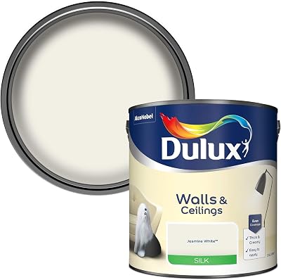 Dulux Silk Emulsion Paint For Walls And Ceilings Jasmine White 2.5L