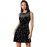 Allegra K Women's Christmas Shiny Star Dresses Sleeveless Mini Velvet Dress