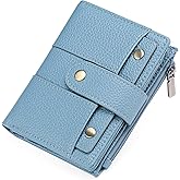 GOIACII Small Women's Wallet Ladies Credit Card Holder with 4 ID Windows & Zip Coin Pocket RFID Blocking Leather