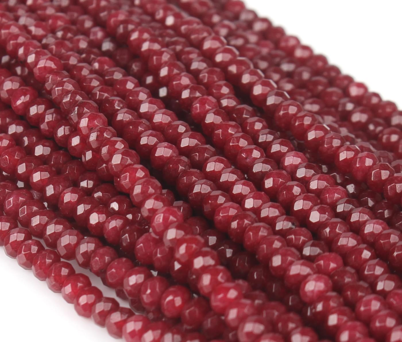 Agate & Jasper Gemstone Strand Beads, 4 mm, Rondelle, 110 Pieces, Jewellery Beads, Semi-Precious Stone for Jewellery, Necklace, Bracelet (Garnet)