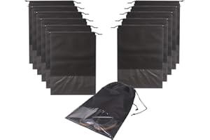 DIOMMELL 12PCS Travel Shoe Bags with Rope for Men and Women Large Shoes Pouch Storage Packing Organizers, Black