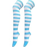 Bestjybt Women Striped Thigh High Socks Over Knee Socks Knee High Costume Stockings Leg Warmers