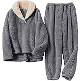 Kissonic Mens Fluffy Coral Pajamas Set Soft Fleece Winter Pjs Loose Plush Warm Loungewear Sleepwear