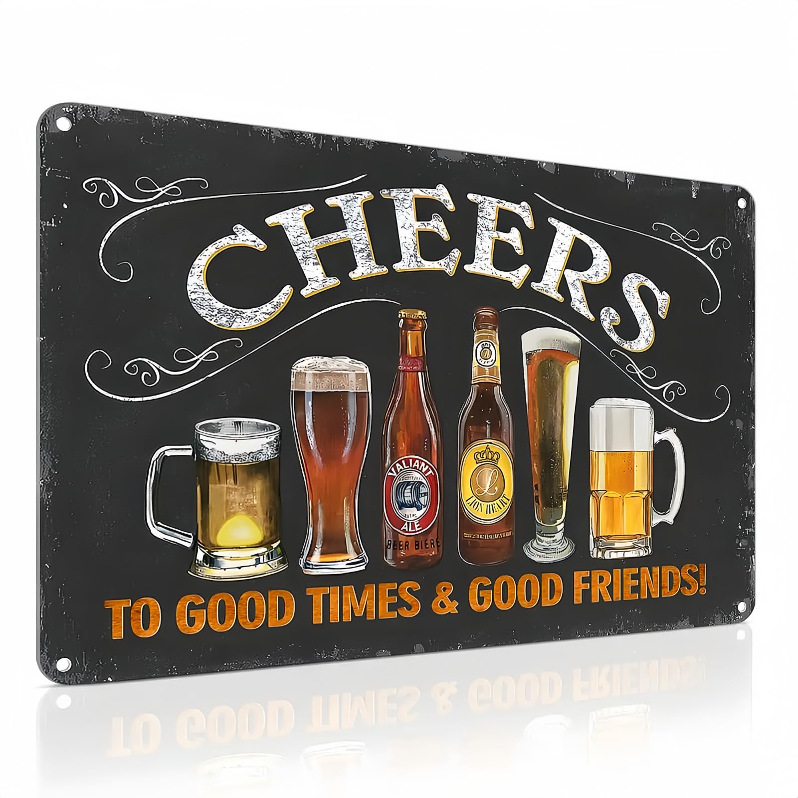 Vintage Cheers Bar Signs, Beer Bar Accessories for Home Pub & Outdoor Bars, Metal Signs Plaques Art Decor (8 x 12inch)