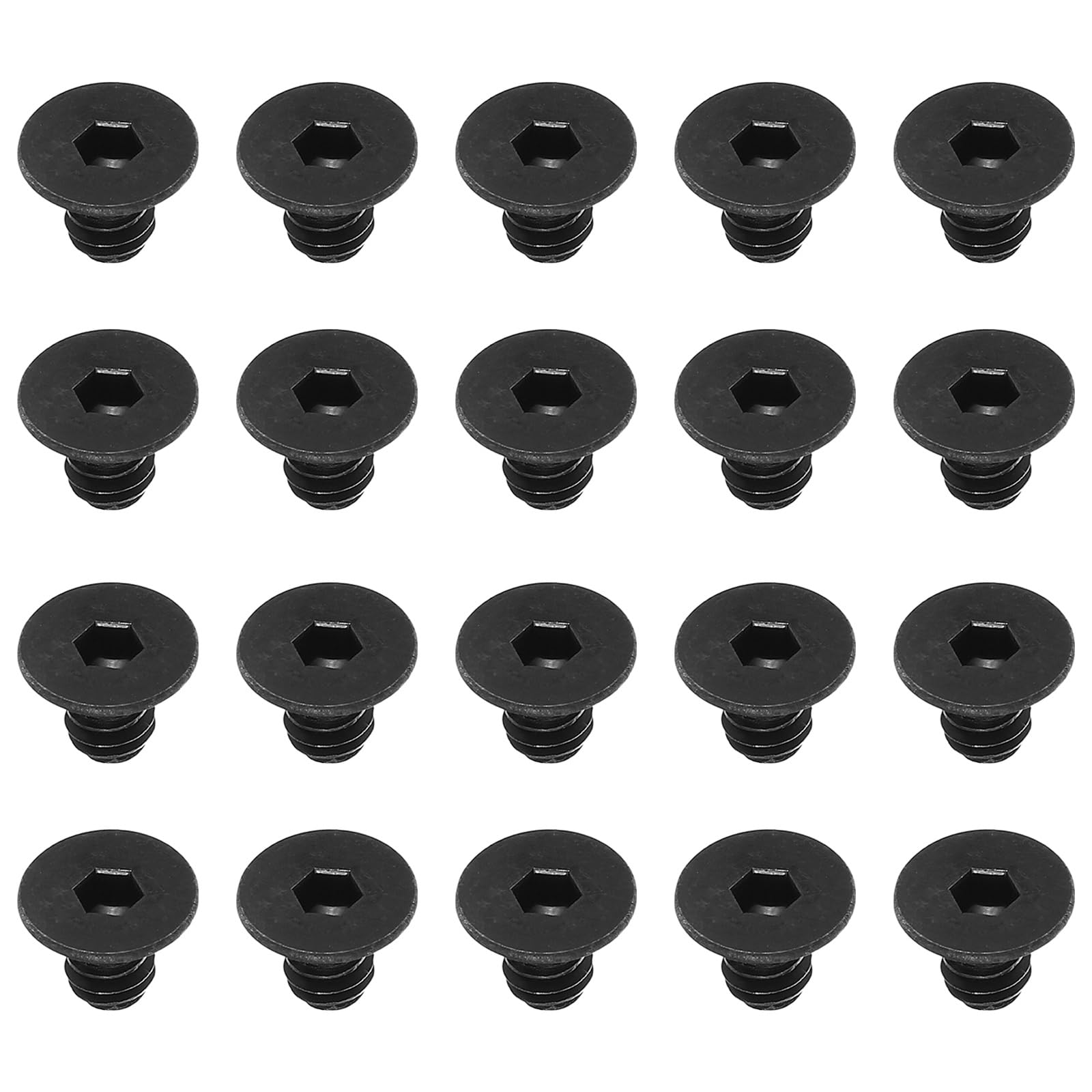 PATIKIL 1/4-20 x 3/8" Flat Head Socket Cap Screws, 20 Pack Flat Countersunk Bolts Carbon Steel Hex Socket Drive Machine Screws Full Thread Black Oxide Grade 10.9