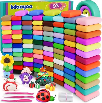 Ixiaoyoo Air Dry Clay Kit 92 Colors Molding Clay Safe Non-Toxic Kid Craft