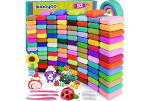 Ixiaoyoo Air Dry Clay for Kids, 92 Colors Magic Modeling Clay, Children's DIY Model Kit, Ultra Light, Soft & Non-Sticky, Grea
