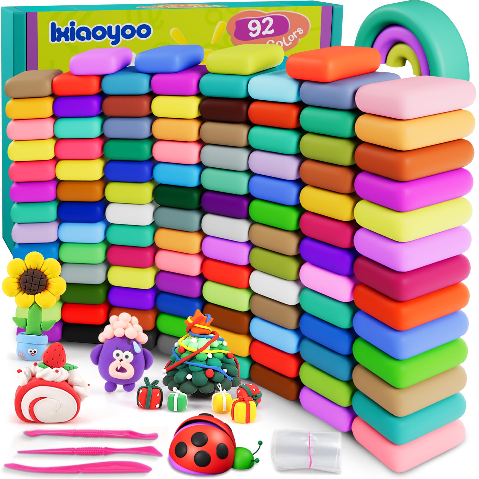 Ixiaoyoo Air Dry Clay Kit - 92 Colors Magic Clay, Molding Clay for Kids, Safe & Non-Toxic, Colorful DIY Clay, Great Gift for Boys & Girls — image 1