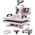 VEVOR Heat Press Machine 5 in 1 Combo with 30 OZ Tumbler Press & Hat Press, Slide Out 12x15 Inch Heat Press Sublimation Machine for T-Shirts, Hats Caps Tumblers Glass Cans Mugs, and Plates (Pink)